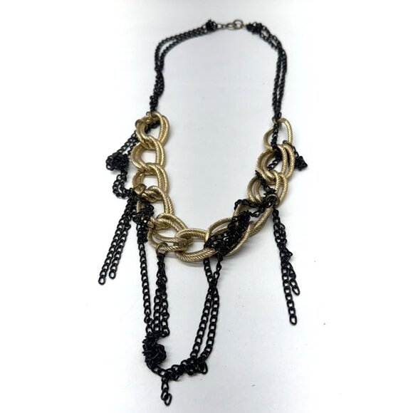 Vintage gold & black chain necklace - Picture 1 of 4